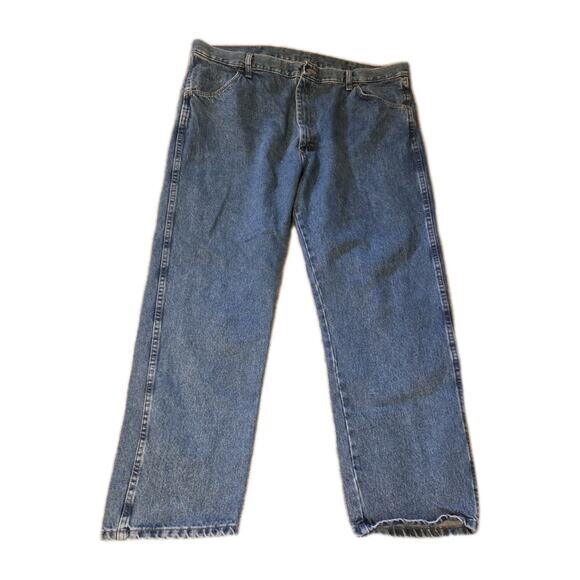 Men's Classic Cut Rustler Denim Straight Leg Dad Grandpa Jeans 42 X 30 - Picture 1 of 8